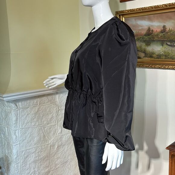 NWT Vero Moda Melinda Button Front Peplum Puffy Sleeves Top - Picture 4 of 10